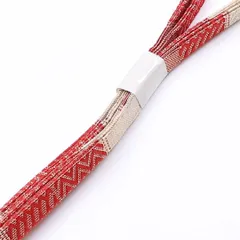 帯締め 平組紐 佐賀錦 銀系 礼装用 正絹 赤系 Aランク 1236-000706
