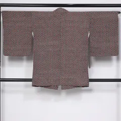 道中着 袷 身丈86cm 裄丈64cm 正絹 Sランク Mサイズ カジュアル 格子 梅 黒系 1264-10311