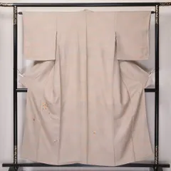 付下げ 袷 身丈155cm 裄丈63cm 正絹 Sランク Mサイズ 広衿 インフォーマル 琳派 ふくれ織 花柄 ぼかし染 刺繍 作家物 落款 しつけ糸 ベージュ系 1261-04612