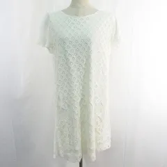 グローブ grove ワンピース 膝下丈 半袖 コットン L アイボリー レース kz13108