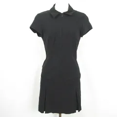 ザラ ZARA シャツ ワンピース 膝丈 半袖 コットン リネン レーヨン S ブラック 3208/326 kz13488