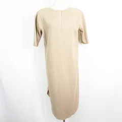 フリークスストア FREAKS STORE FREEDOM サーマル ワンピース ヘンリーネック ロング丈 半袖 綿 FREE ベージュ kz12948