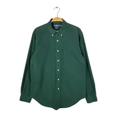 90s ラルフローレン ボタンダウンシャツ 深緑 ダークグリーン ワンポイントロゴ カスタムフィット RALPHLAUREN サイズM CA1534