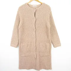 オペークドットクリップ OPAQUE.CLIP ロング ニット カーディガン ワッフル編み レーヨン M ベージュ kz12939