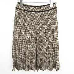 23区 オンワード樫山 ツイード プリーツ スカート 膝下丈 毛 36 ブラウン系 kz13794