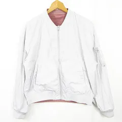 アースミュージック&エコロジー EARTH MUSIC & ECOLOGY リバーシブル ブルゾン ジャケット ベロア M ライトグレー ピンク kz14062