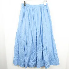 アースミュージック&エコロジー EARTH MUSIC & ECOLOGY フレア スカート ロング丈 綿 F ライトブルー kz14443
