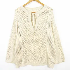 ローリーズファーム LOWRYS FARM ニット カットソー 長袖 F ベージュ 透かし編み kz14521