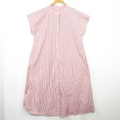 グローバルワーク GLOBAL WORK シャツ ワンピース 半袖 マキシ丈 レーヨン F レッド ストライプ kz14403