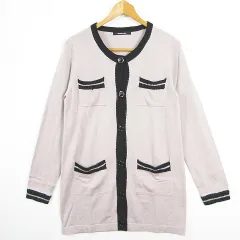 メイソングレイ MAYSON GREY ニット カーディガン 長袖 ミディアム丈 ウール 2 ライトパープル ブラック kz13947