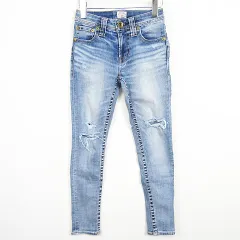 ロデオクラウンズ Rodeo Crowns デニム パンツ ジーンズ スキニー ストレッチ 24 ライトブルー ダメージ加工 kz13955