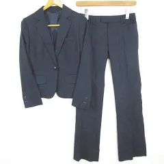 洋服の青山 n line precious ストレッチ スーツ セットアップ ジャケット パンツ 毛 絹 5 ネイビー ドット 小さいサイズ kz13288