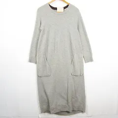 イリアンローブ iliann loeb ニット ワンピース マキシ丈 長袖 毛 グレー kz13803