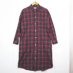 ジムフレックス Gymphlex ロング ネルシャツ ワンピース コットン 12 チェック 赤系 20A-WS-001 2sa7152