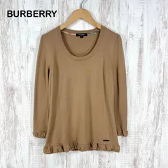 BURBERRY LONDON バーバリーロンドン ワンポイントロゴ フリル ウール シルク カシミヤ ロングスリーブ ニット ブラウン
