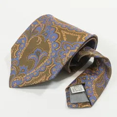 GIANNI VERSACE ジャンニヴェルサーチ ネクタイ シルク100% ペイズリー 総柄 ブラウン 茶 ブルー 青 イタリア生地 日本製 高級 ブランド 9cm ビジネス 結婚式 パーティー フォーマル スーツ メンズ