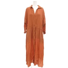 アーバンリサーチ URBAN RESEARCH シャツワンピース オープンカラー 七分袖 ドローストリングウエスト F 茶 ブラウン /YJ ■ECF001