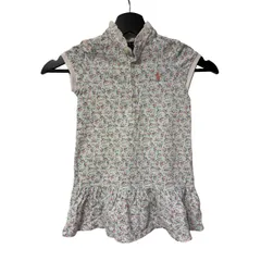  POLO RALPH LAUREN ポロラルフローレン 花柄ワンピース 3/3T 100cm 半袖 鹿の子 フリル【C465】