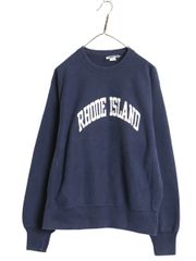 【お得なクーポン配布中!】 90s USA製 リー カレッジ プリント スウェット メンズ L / 古着 オールド ヘビーウェイト トレーナー 裏起毛 リバース タイプ シンプル 紺