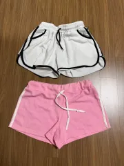ハーフパンツ ショートパンツ 白/ピンク
