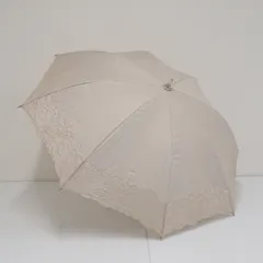 日傘 LANVIN COLLECTION ランバンコレクション USED品 晴雨兼用 オーガンジー フラワー刺繍 ベージュ UV 50cm S3016