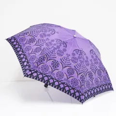 折りたたみ傘 LANVIN COLLECTION ランバンコレクション USED美品 フラワー 幾何学模様 プリント パープル 55cm FA9421