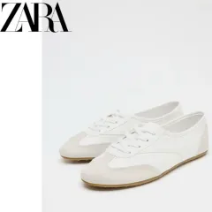 ZARA ザラ コンビ フラット ブルーチャー 白 スニーカー 230