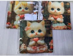 猫ちゃん5重ガーゼハンカチ3枚セット