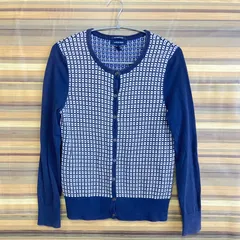 LANDS'END　ランズエイド　カーディガン　長袖　M〜Ｌ　ネイビー系　綿100%のサムネイル