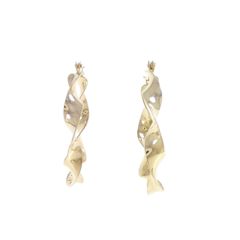 K18YG ピアス リングピアス 18K 中空 YG ボリューム ぷっくり 模様 