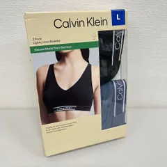 Y60-5555670 Calvin Klein カルバンクライン ブラレット 2枚組 US/L JP/XL ブラック/ダスティブルー