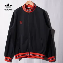 90s デサント製 アディダス adidas トラックジャケット L 相当 ブラック レッド 1998年製 ヴィンテージ Vintage  ロゴ刺繍 オールドアディダス ストリート アメカジ ジャージ スポーツ 古着 N417