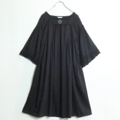 【レア！】ピンクハウス★刺繍付き♪たっぷりギャザーのワンピース 黒系 カットソー素材 薄手 無地 z18148