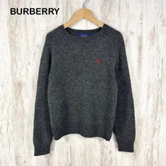 90s BURBERRY BLUE LABEL ヴィンテージ バーバリーブルーレーベル ホースロゴ刺繡 ウールニット セーター グレー