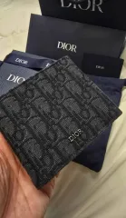 ほぼ新品/フルセット Dior ディオール オブリーク ジャカード 二つ折り財布