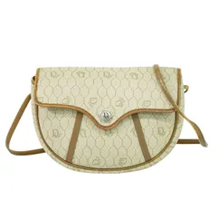 本物 クリスチャン ディオール Christian Dior ハニカム柄 ショルダーバッグ ポシェット PVC ベージュ バッグ 中古・