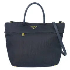 本物 プラダ PRADA ナイロン 2WAY ショルダーバッグ トートバッグ ハンドバッグ ネイビー BN2531 バッグ 中古・