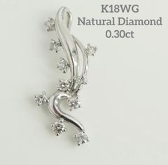 K18WG天然ダイヤモンド0.03ctリーフモチーフネックレス40cm 2.0g 