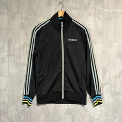 【美品】adidas NEO トラックジャケット S 黒 マルチカラー 3本ライン アディダス ネオ ジャージ フルジップ ハイネック ロゴ刺繍 テック系 韓国ファッション ストリート 古着 Y2K スリムフィット メンズ レディース ユニセックス 希少配色