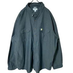 3XL グレー カーハート  ボタンダウン 無地 シンプル 単色 オーバーサイズ ストリート シャツ レディース ユニセックス メンズ 古着 長袖 CHM