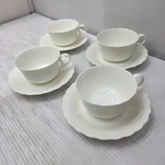 3 S02498 NARUMI ナルミ  ティー カップ&ソーサー Teaカップ ホワイト 4セット 陶器 洋食器