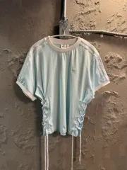 M アディダス adidas トレフォイル 3本線 レースアップ 半袖 Tシャツ ミント