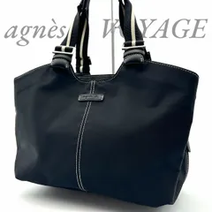 【B4776】 agnes b. VOYAGE アニエスベーボヤージュ トートバッグ ナイロン ブラック センターステッチ レディース