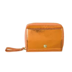 [バルコス] ＜ キラキラ ポンテピッコラ ＞ 蛇腹 財布 レディース コンパクト財布 ミニ財布 二つ折り財布 カード入れ 小銭入れ 艶やかなメタリック調 牛革 限定モデル オレンジ 0