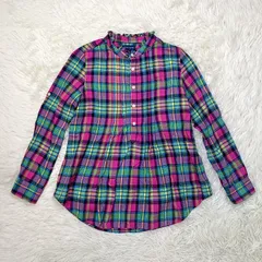 RALPH LAUREN ラルフローレン 長袖シャツ チュニック 140 チェック柄 ポニー刺繍 ピンク系 キッズ 子供服 女の子 ブランド 中古