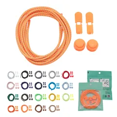 [TEN ANNTONIO] 結ばない 靴紐 ゴム製 ドローコード シューレース リフレクター 反射 伸縮 ストッパー付き 夜間視認性 ランニング スニーカー ウォーキング 簡単着脱 2本セット リフレクター(ネオンオレンジ,  [ネオンオレンジ] [120]