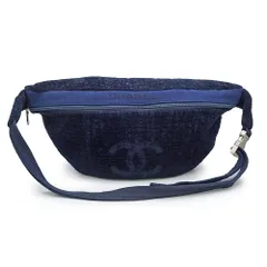 シャネル ココマーク ロゴ コットン100％ パイル ネイビー 2WAY ショルダー ボディバッグ 斜め掛け シルバー金具 CHANEL（中古）