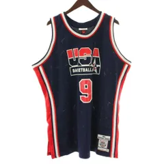 ミッチェル&ネス MITCHELL&NESS NBA Authentic Jersey Team USA 1992 Michael Jordan ユニフォーム 52 2XL 紺 ネイビー 赤 レッド /XZ ■GY68