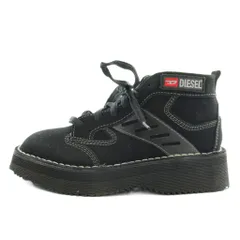ディーゼル DIESEL スニーカー スエード 厚底 ハイカット ロゴ US5.5 24㎝ 黒 ブラック /XZ ■GY50