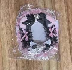 リボン レース 硬質ケースデコ デコケース トレカホルダー ピンク 黒 ブラック ハート 硬貨ケース、トレカスリーブ フリル